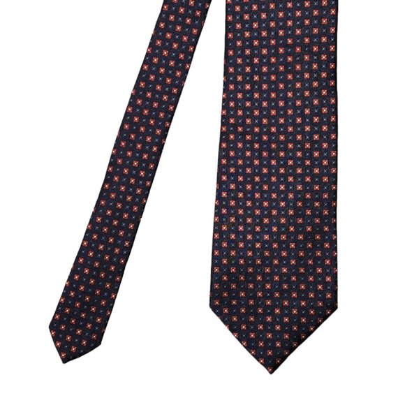 Brooks Brothers 346 Necktie Black Red Silver Geometric Silk Stain Resistant USA - Picture 2 of 4